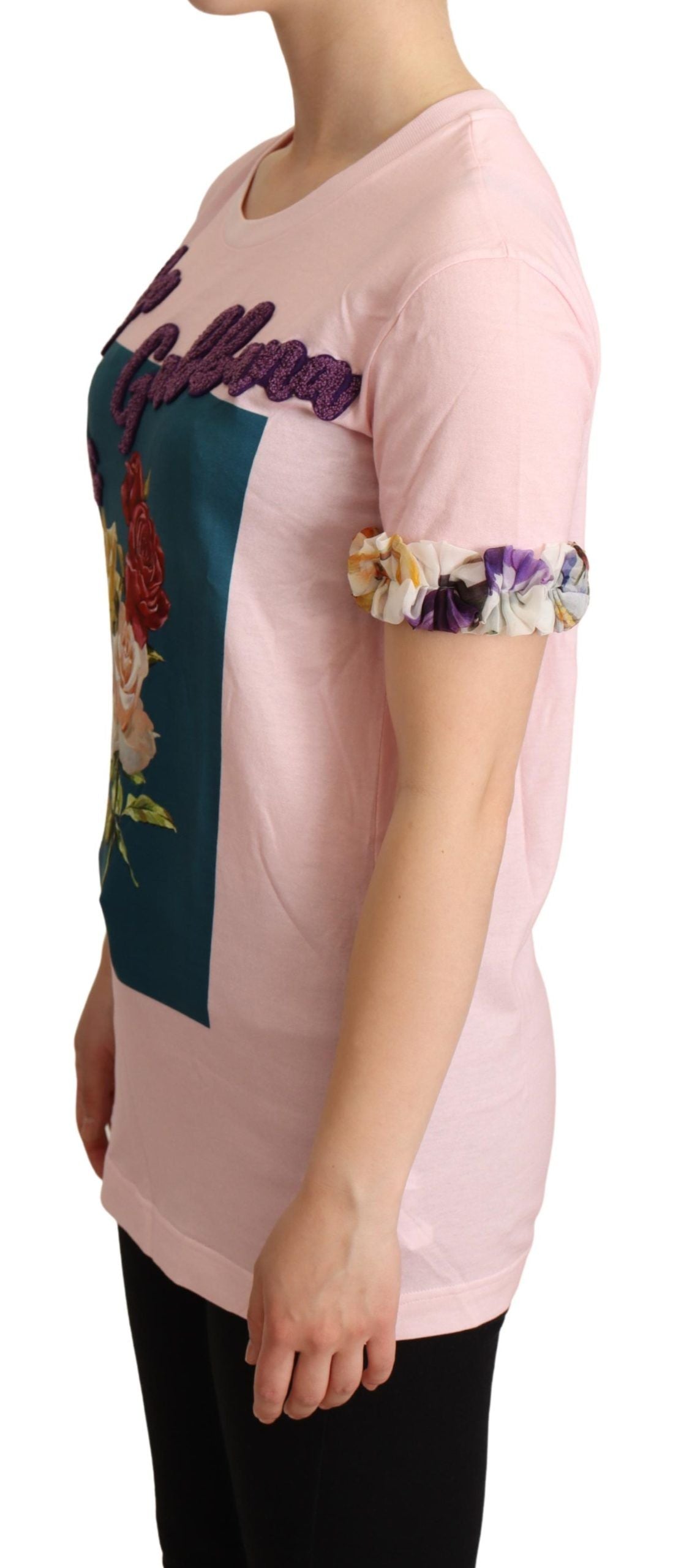 Dolce & Gabbana Elegant Floral Rose Applique T-Shirt Dolce & Gabbana