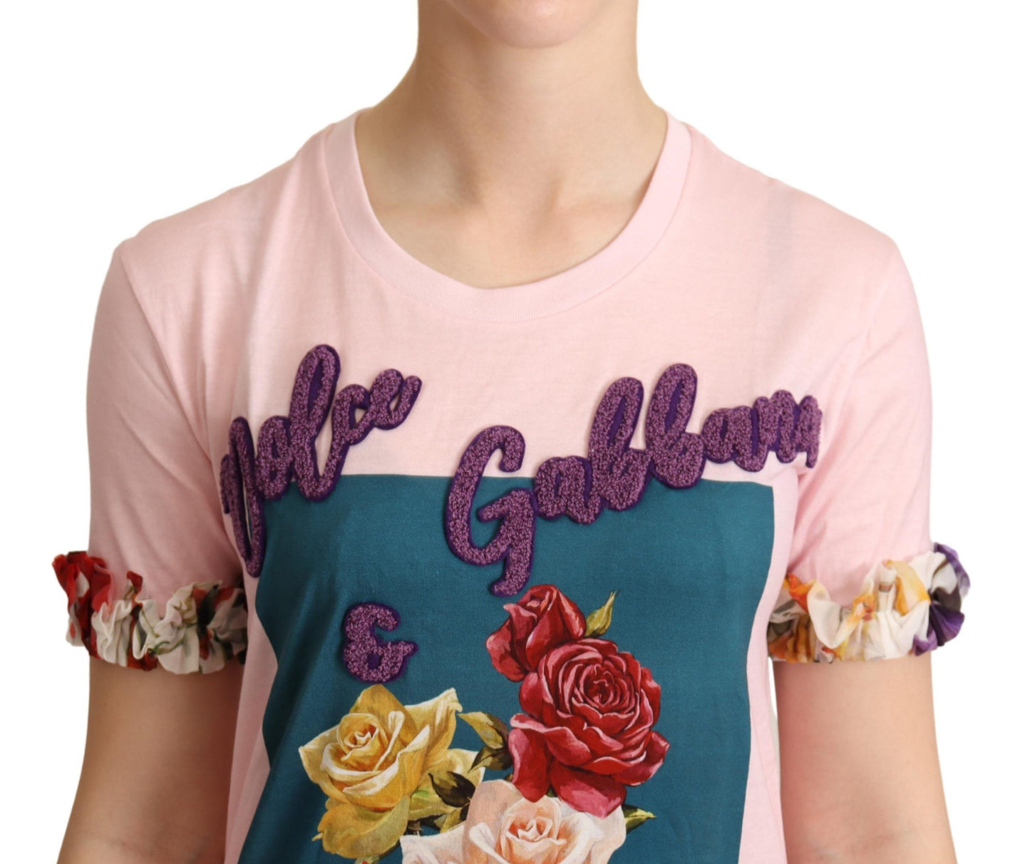 Dolce & Gabbana Elegant Floral Rose Applique T-Shirt Dolce & Gabbana