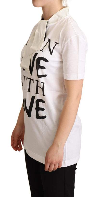 Dolce & Gabbana Chic White Love Motif Silk-Blend Tee Dolce & Gabbana