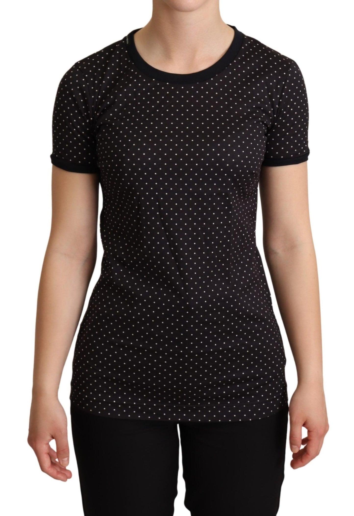 Dolce & Gabbana Polka Dotted Black Short Sleeve Crewneck Top Dolce & Gabbana