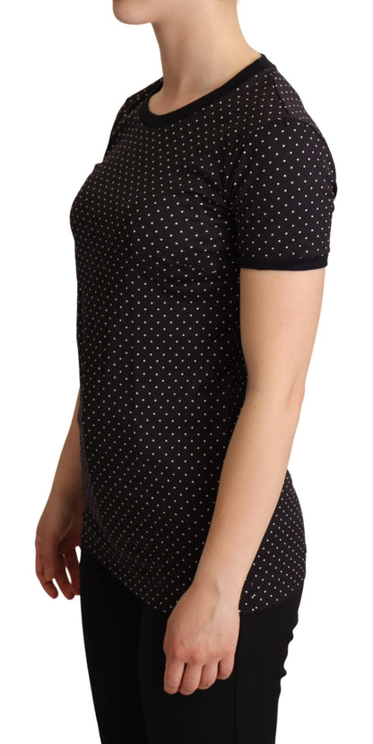 Dolce & Gabbana Polka Dotted Black Short Sleeve Crewneck Top Dolce & Gabbana