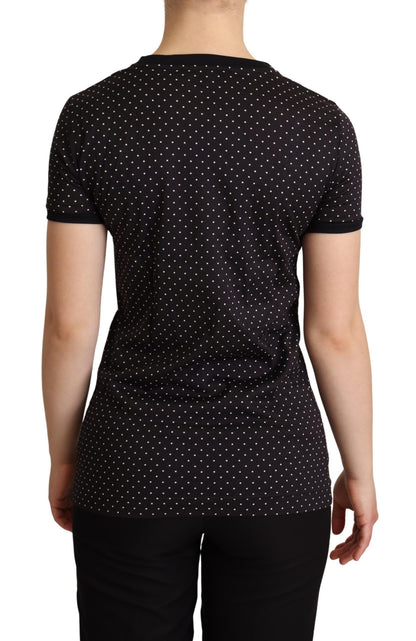 Dolce & Gabbana Polka Dotted Black Short Sleeve Crewneck Top Dolce & Gabbana