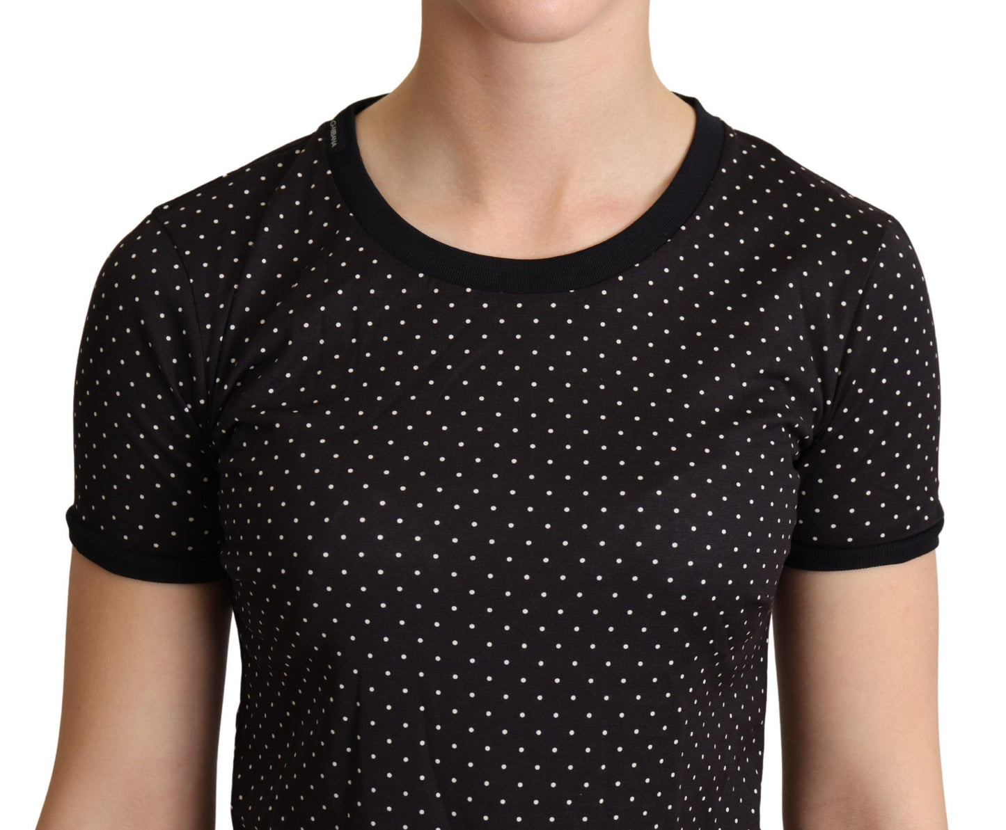 Dolce & Gabbana Polka Dotted Black Short Sleeve Crewneck Top Dolce & Gabbana