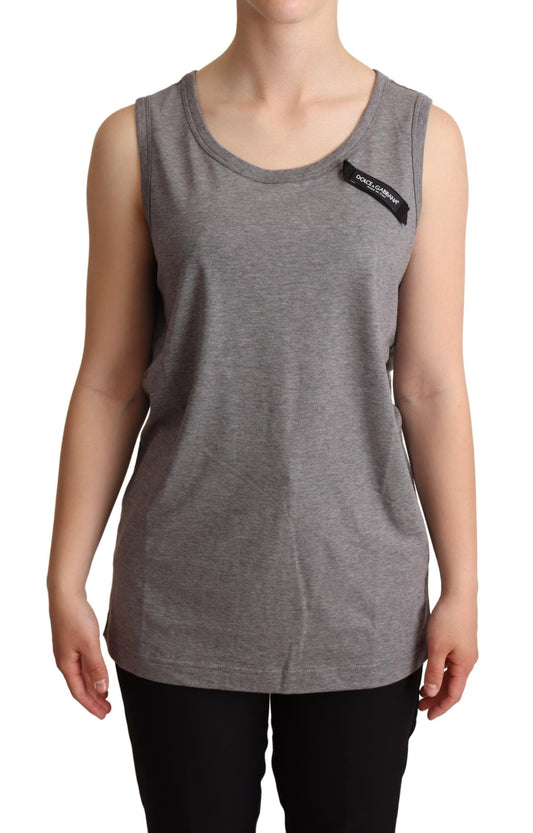 Dolce & Gabbana Elegant Gray Cotton Jersey Sleeveless Tank Dolce & Gabbana