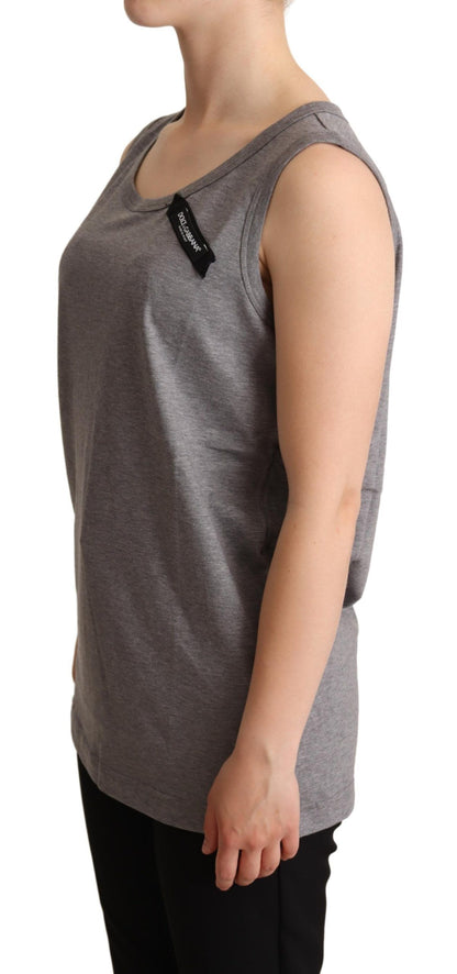 Dolce & Gabbana Elegant Gray Cotton Jersey Sleeveless Tank Dolce & Gabbana