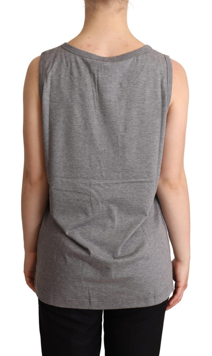 Dolce & Gabbana Elegant Gray Cotton Jersey Sleeveless Tank Dolce & Gabbana