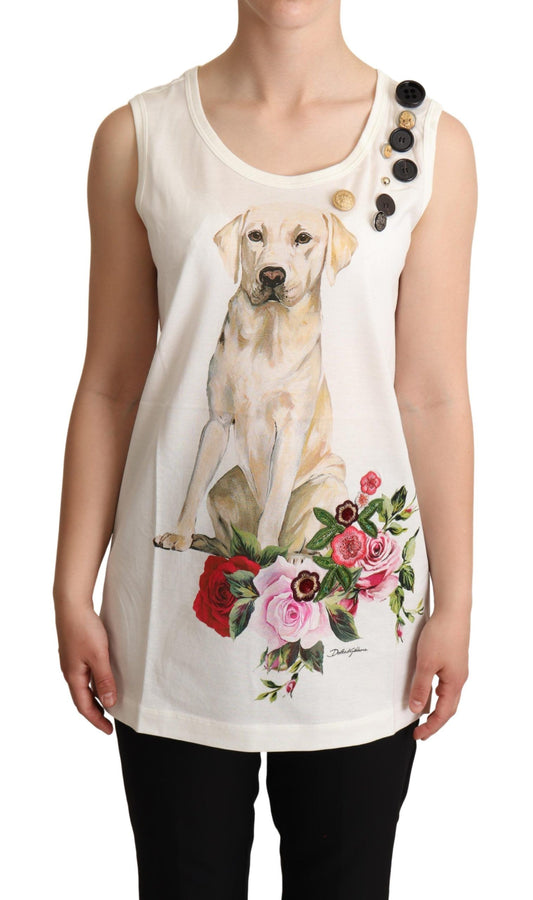 Dolce & Gabbana Chic Canine Floral Sleeveless Tank Dolce & Gabbana