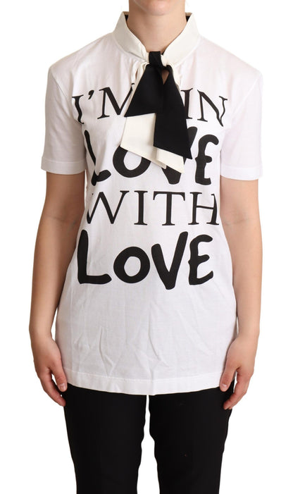 Dolce & Gabbana Chic Love Slogan Silk Cotton Tee Dolce & Gabbana