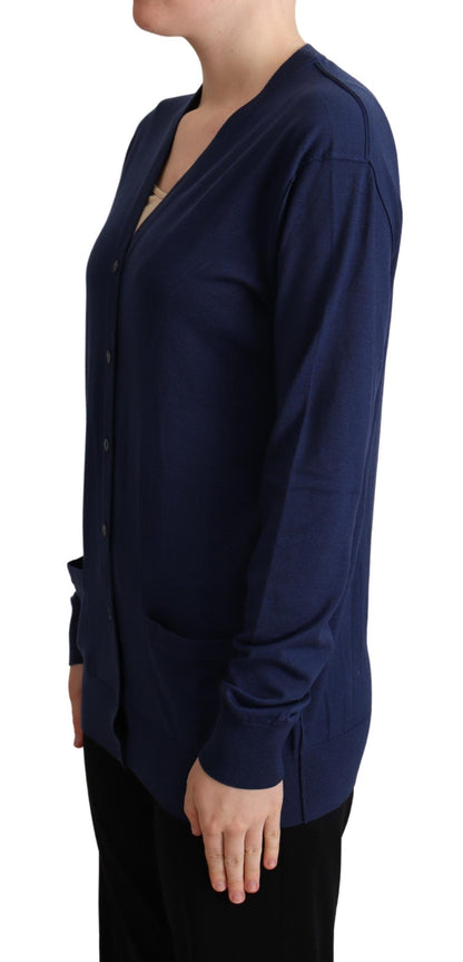 Dolce & Gabbana Elegant Virgin Wool Blue Cardigan Dolce & Gabbana