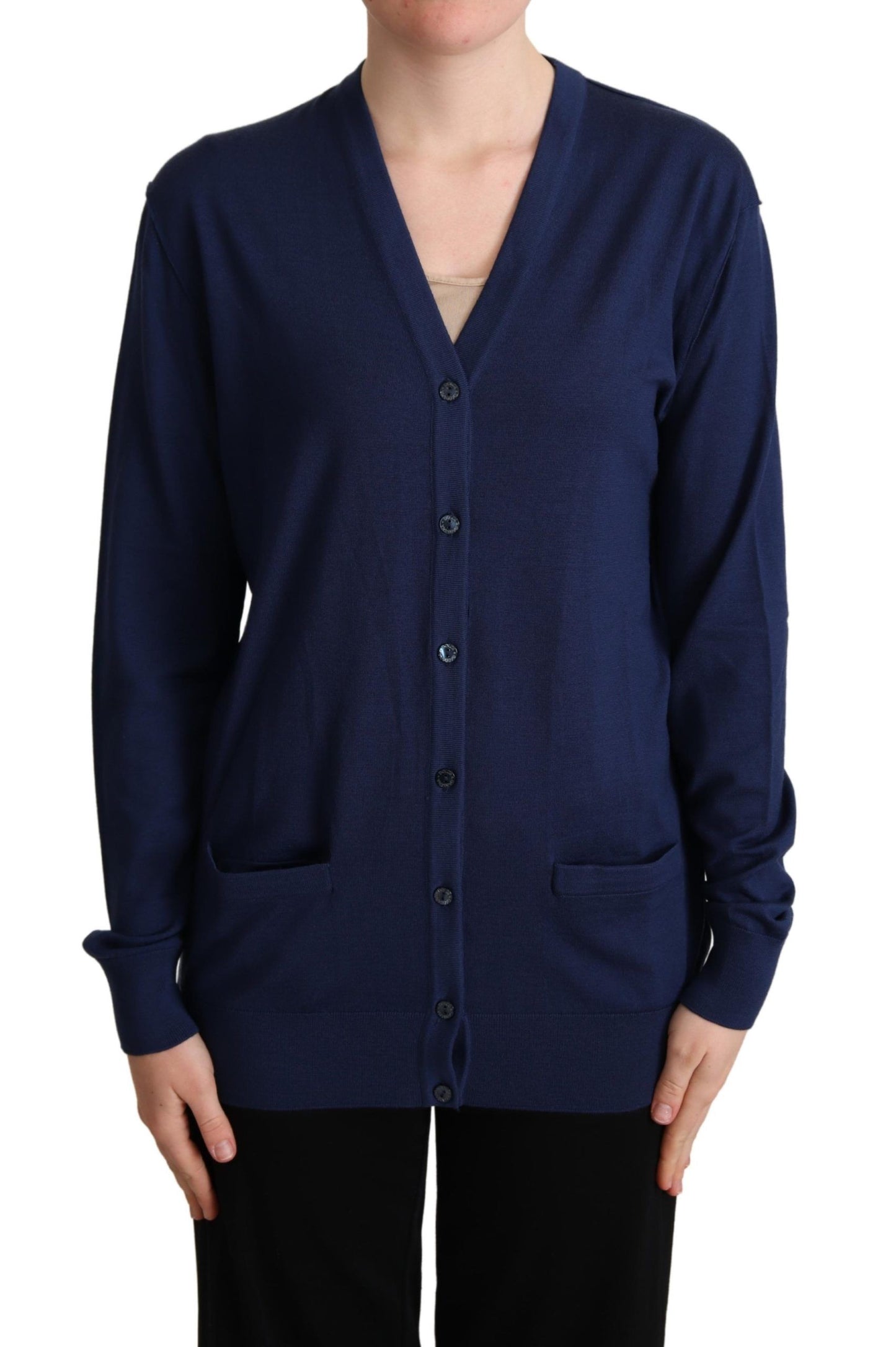 Dolce & Gabbana Elegant Virgin Wool Blue Cardigan Dolce & Gabbana