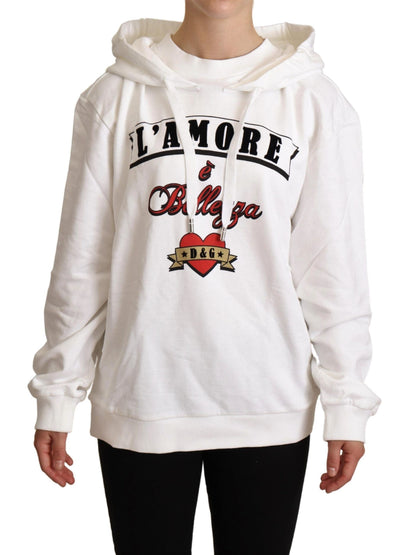 Dolce & Gabbana White L'Amore Motive Hooded Sweater Dolce & Gabbana