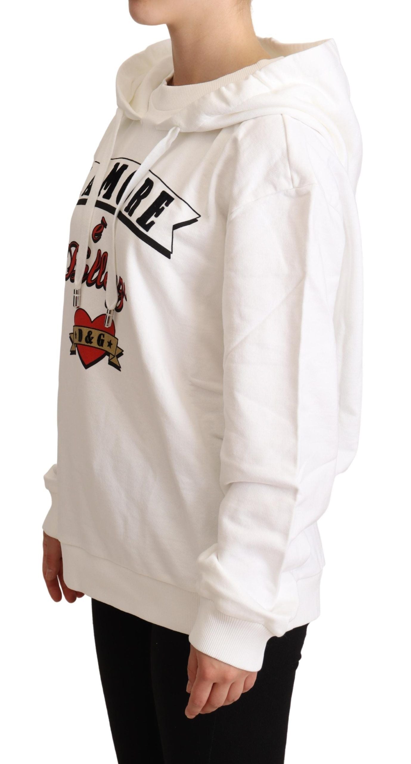 Dolce & Gabbana White L'Amore Motive Hooded Sweater Dolce & Gabbana