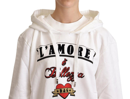 Dolce & Gabbana White L'Amore Motive Hooded Sweater Dolce & Gabbana