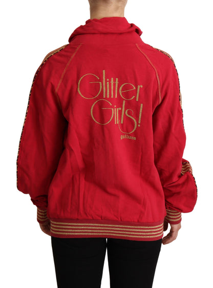 John Galliano Radiant Red Cotton Full Zip Hooded Jacket John Galliano