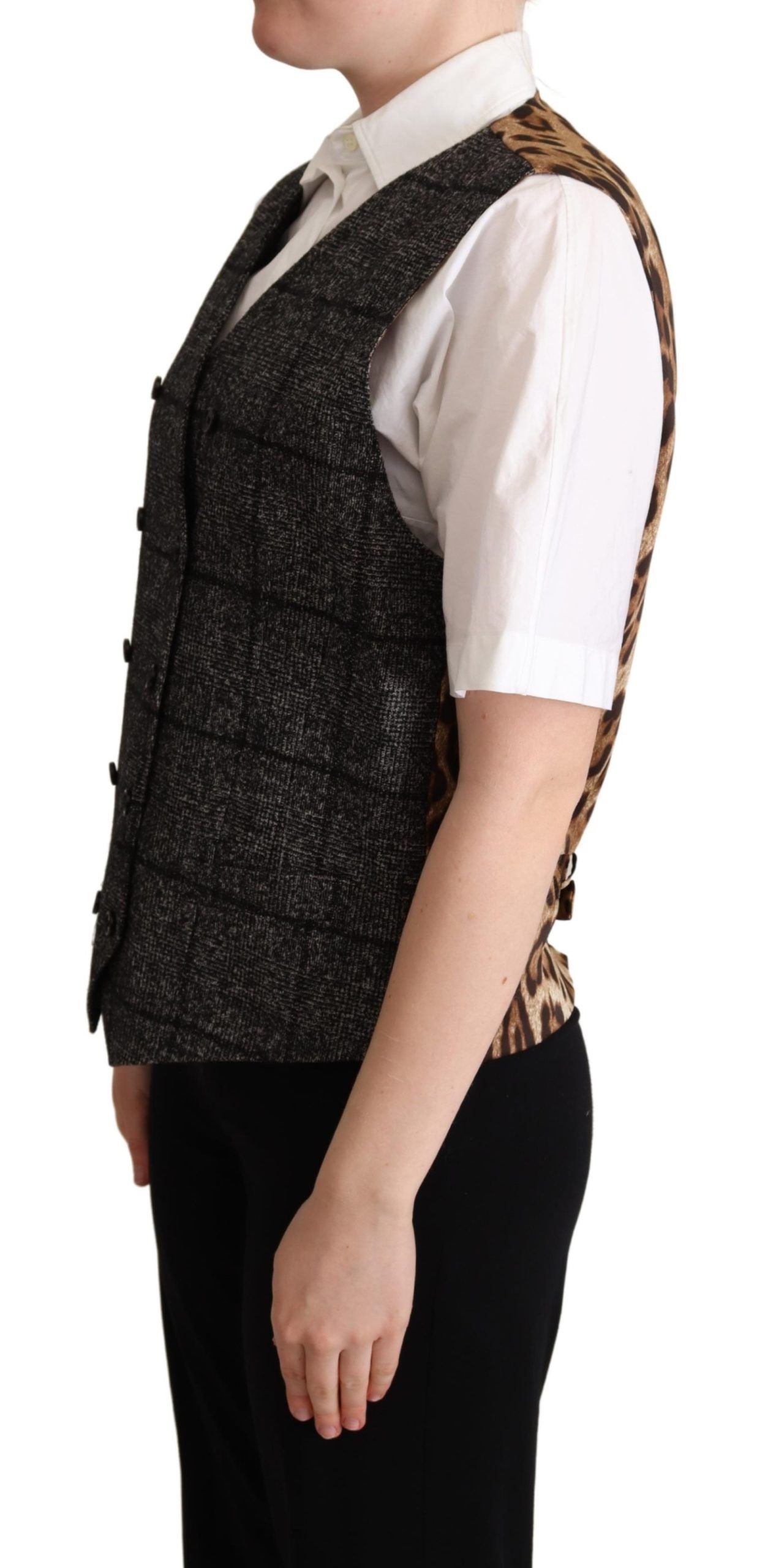 Dolce & Gabbana Elegant Leopard Print Sleeveless Vest Dolce & Gabbana