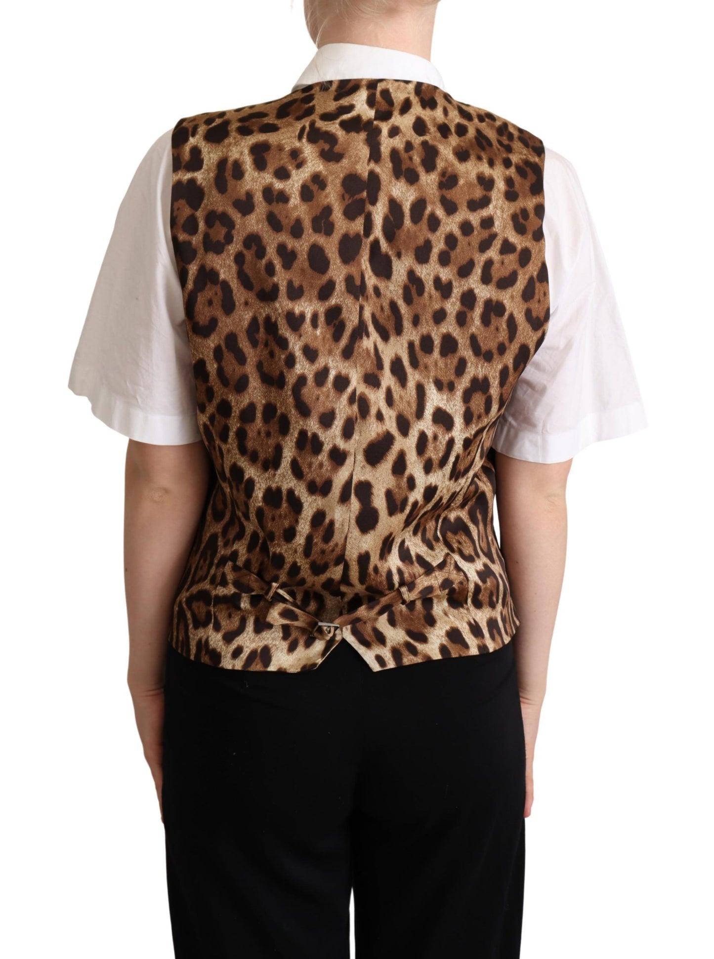 Dolce & Gabbana Elegant Leopard Print Sleeveless Vest Dolce & Gabbana