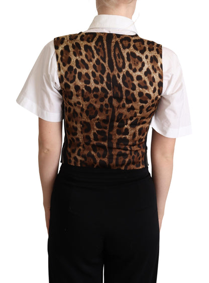 Dolce & Gabbana Chic Black Leopard Print Waistcoat Dolce & Gabbana