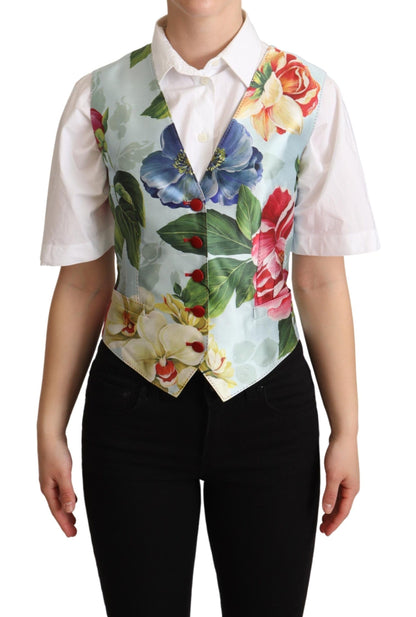 Dolce & Gabbana Elegant Floral Print Silk Waistcoat Dolce & Gabbana