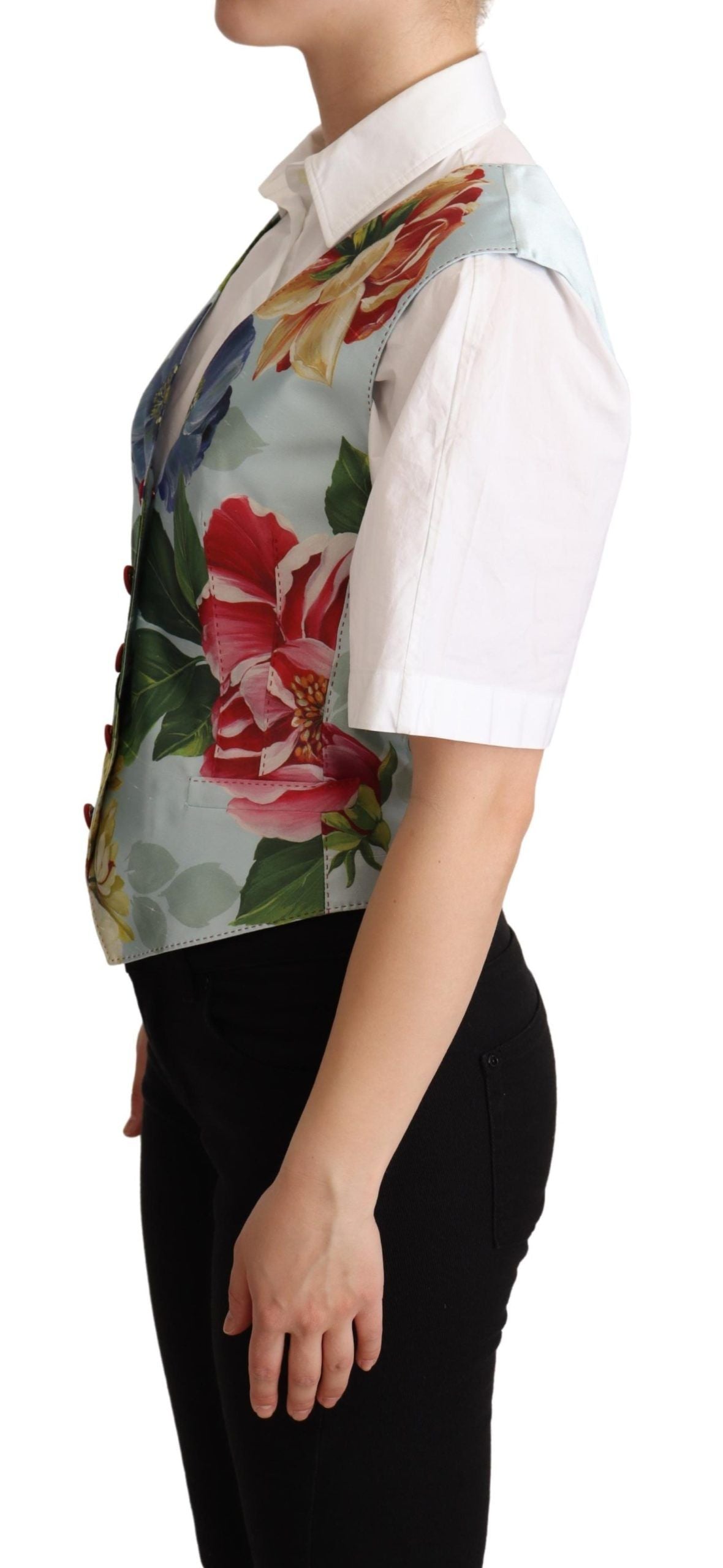 Dolce & Gabbana Elegant Floral Print Silk Waistcoat Dolce & Gabbana