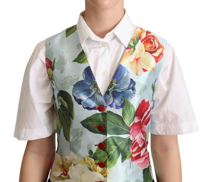 Dolce & Gabbana Elegant Floral Print Silk Waistcoat Dolce & Gabbana