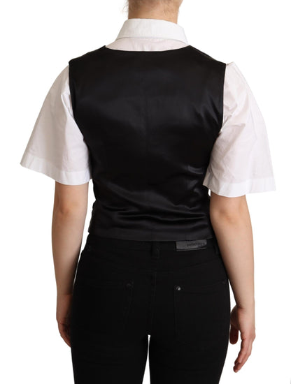 Dolce & Gabbana Elegant Silk Blend Black Waistcoat Dolce & Gabbana