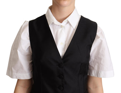 Dolce & Gabbana Elegant Silk Blend Black Waistcoat Dolce & Gabbana