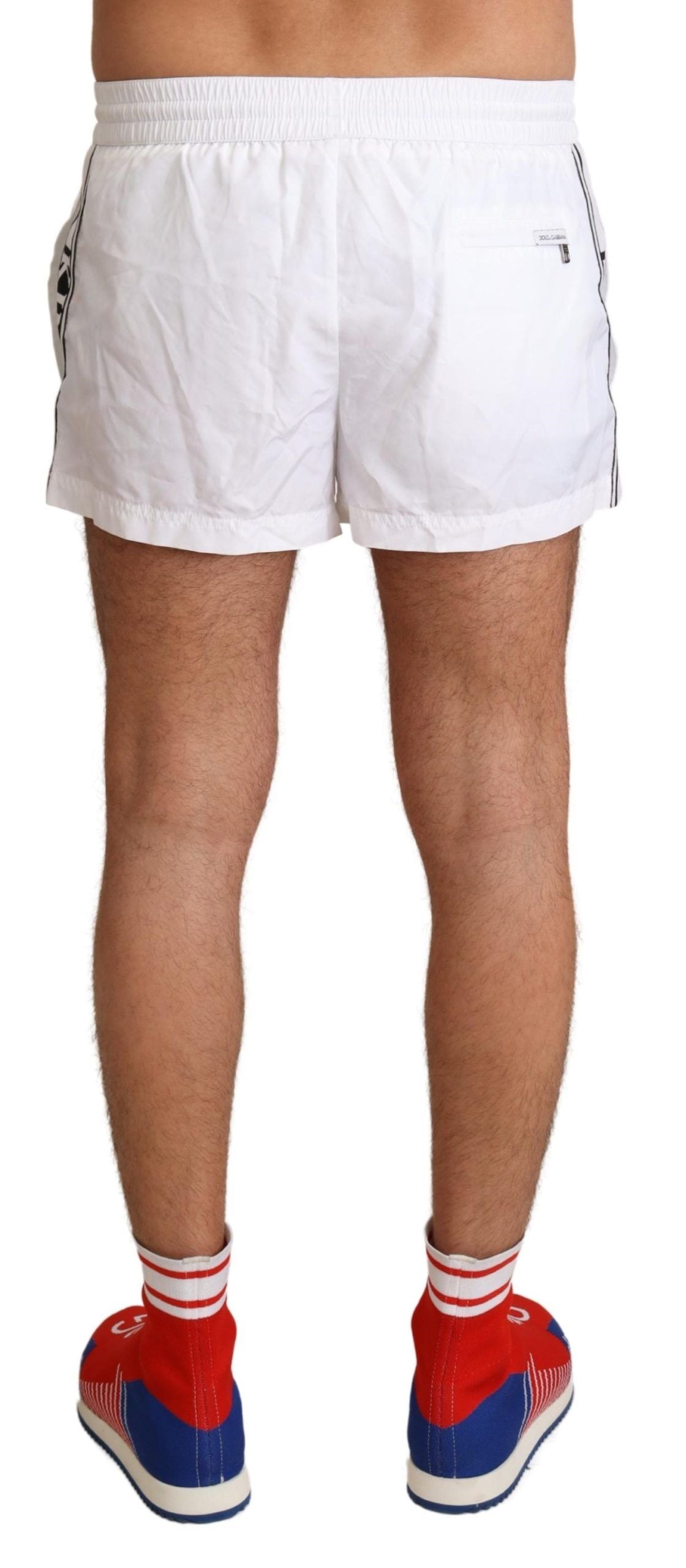 Dolce & Gabbana Elegant White KING Motive Swim Trunks Dolce & Gabbana