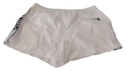 Dolce & Gabbana Elegant White KING Motive Swim Trunks Dolce & Gabbana