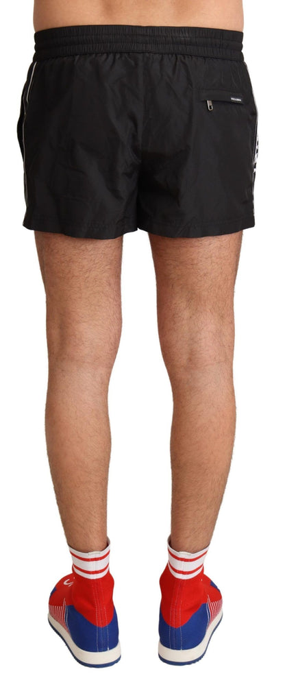 Dolce & Gabbana Elegant Black KING Motive Swim Trunks Dolce & Gabbana