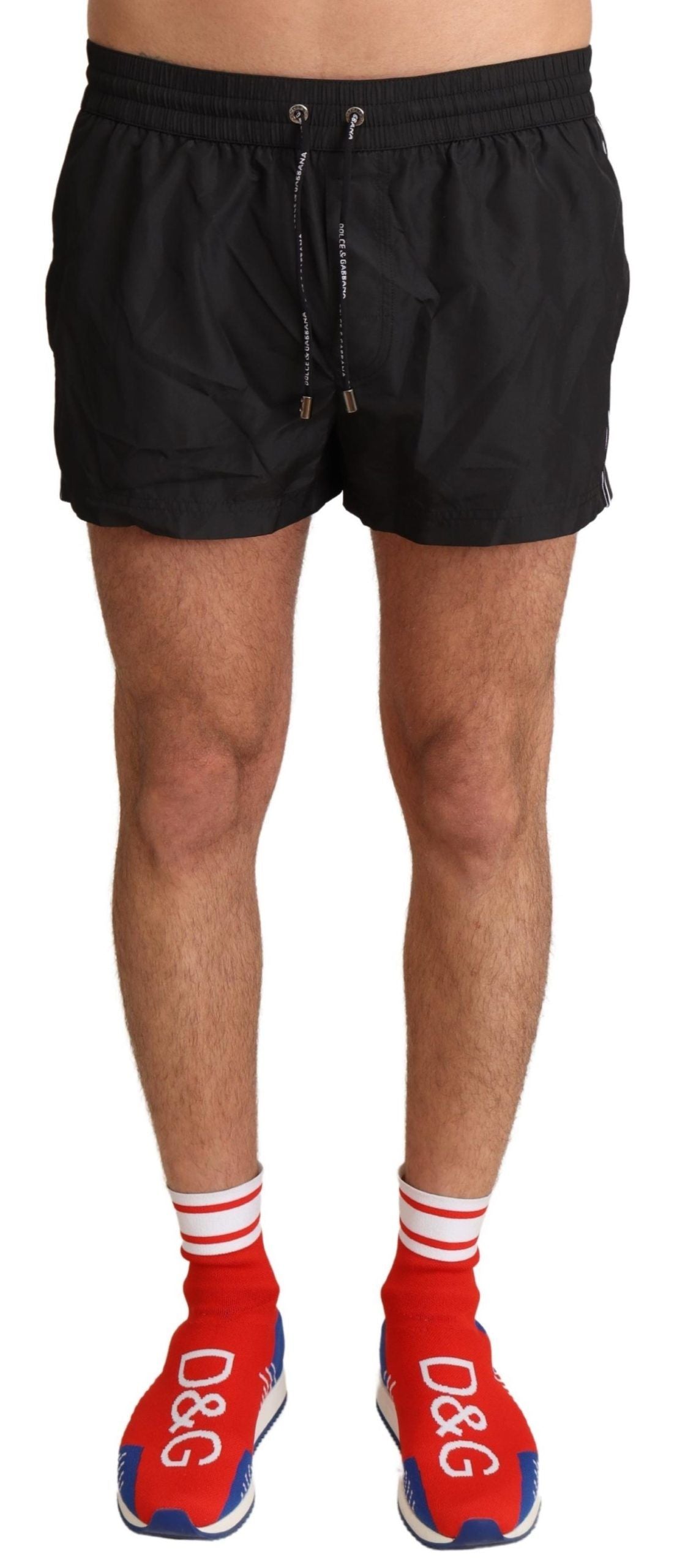 Dolce & Gabbana Elegant Black KING Motive Swim Trunks Dolce & Gabbana