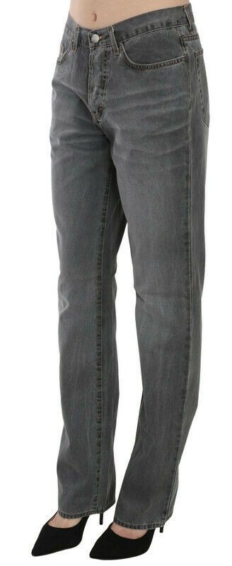 Just Cavalli Chic Gray Mid Waist Straight Leg Jeans Just Cavalli