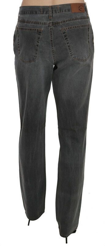 Just Cavalli Chic Gray Mid Waist Straight Leg Jeans Just Cavalli