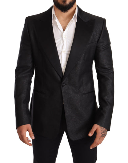 Dolce & Gabbana Elegant Black Metallic Slim Fit Blazer Jacket Dolce & Gabbana