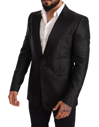 Dolce & Gabbana Elegant Black Metallic Slim Fit Blazer Jacket Dolce & Gabbana