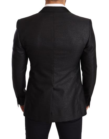 Dolce & Gabbana Elegant Black Metallic Slim Fit Blazer Jacket Dolce & Gabbana