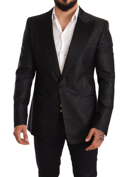 Dolce & Gabbana Elegant Black Metallic Slim Fit Blazer Jacket Dolce & Gabbana