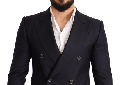 Dolce & Gabbana Elegant Navy Cashmere Silk Blend Blazer Dolce & Gabbana