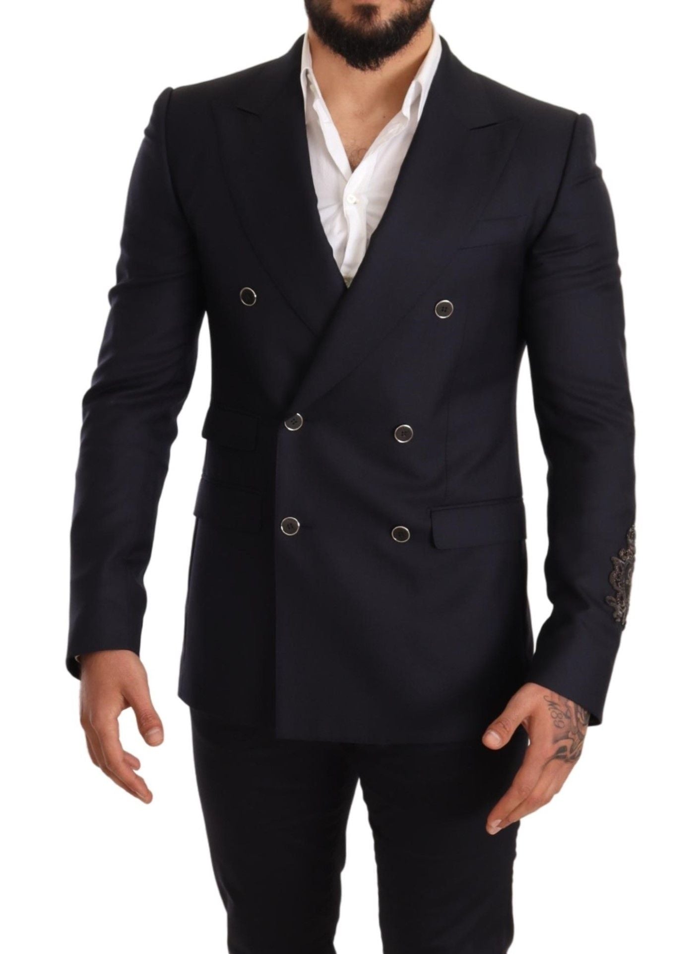 Dolce & Gabbana Elegant Navy Cashmere Silk Blend Blazer Dolce & Gabbana