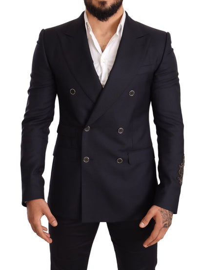 Dolce & Gabbana Elegant Navy Cashmere Silk Blend Blazer Dolce & Gabbana