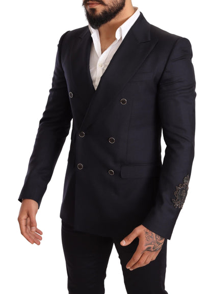 Dolce & Gabbana Elegant Navy Cashmere Silk Blend Blazer Dolce & Gabbana