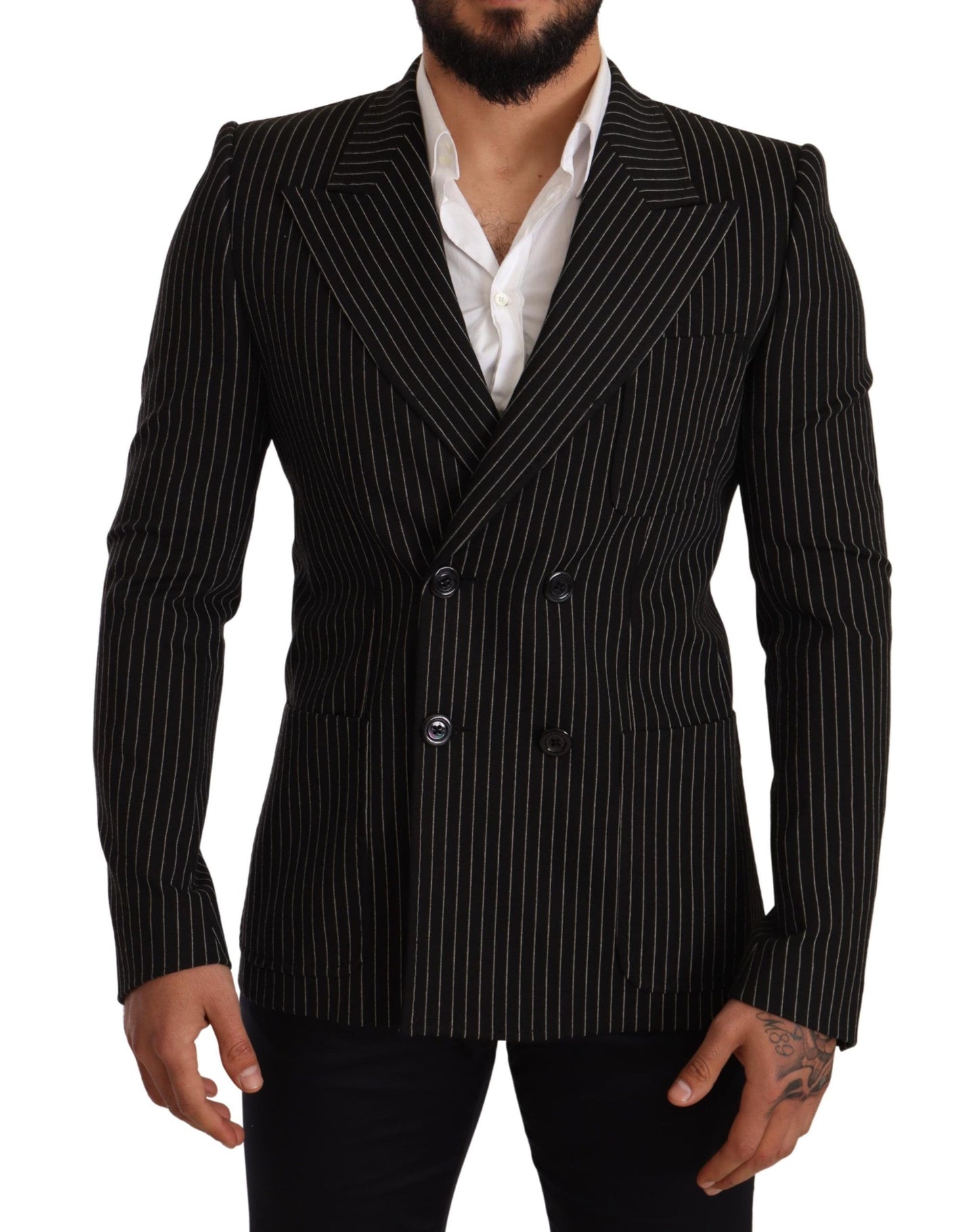 Dolce & Gabbana Elegant Striped Wool Blazer with Silk Lining Dolce & Gabbana