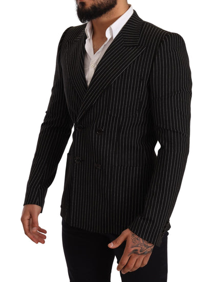 Dolce & Gabbana Elegant Striped Wool Blazer with Silk Lining Dolce & Gabbana