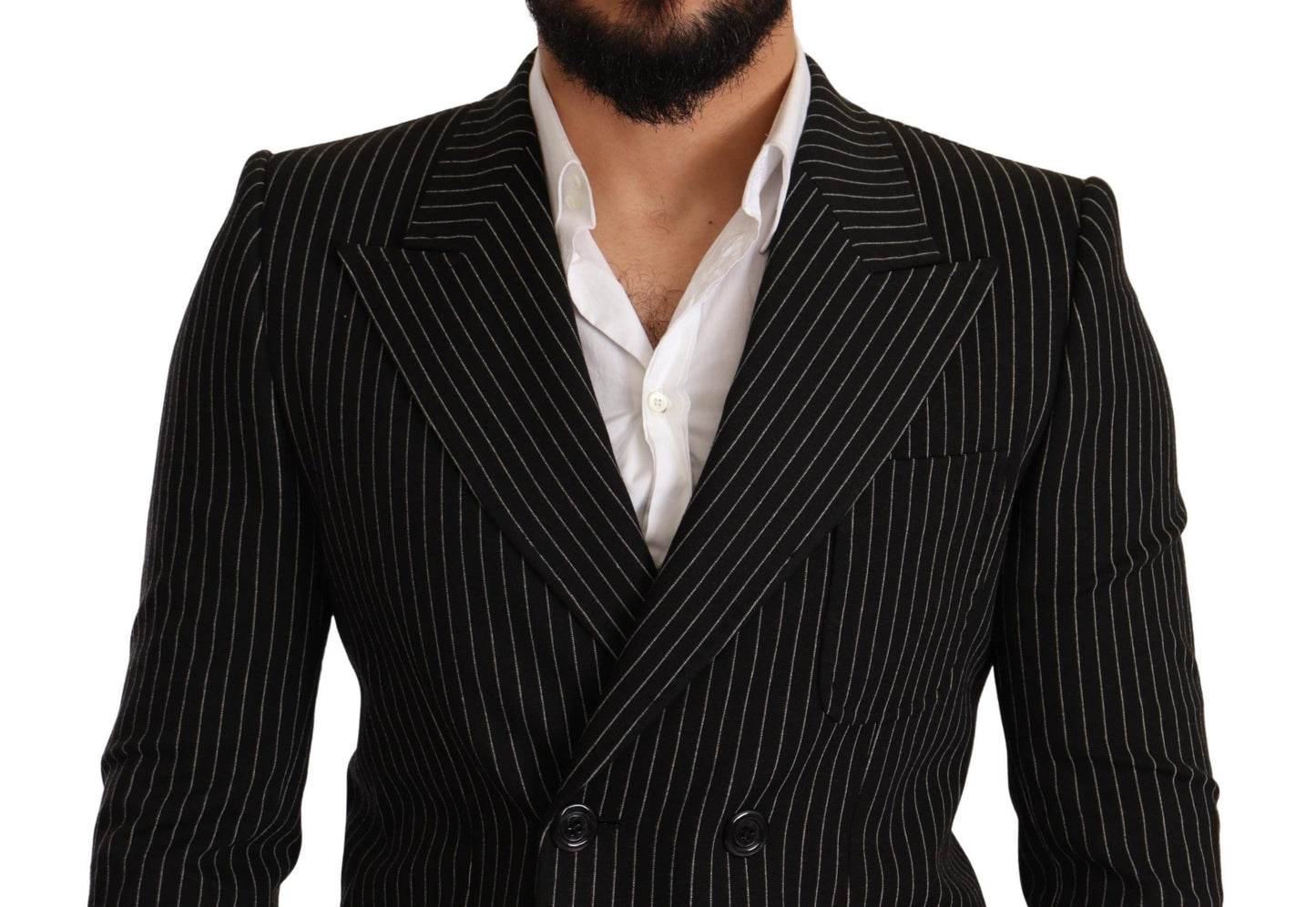 Dolce & Gabbana Elegant Striped Wool Blazer with Silk Lining Dolce & Gabbana