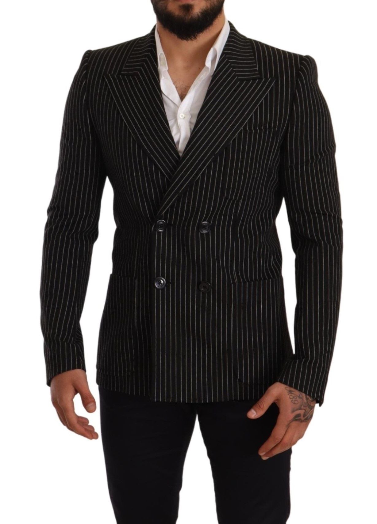 Dolce & Gabbana Elegant Striped Wool Blazer with Silk Lining Dolce & Gabbana