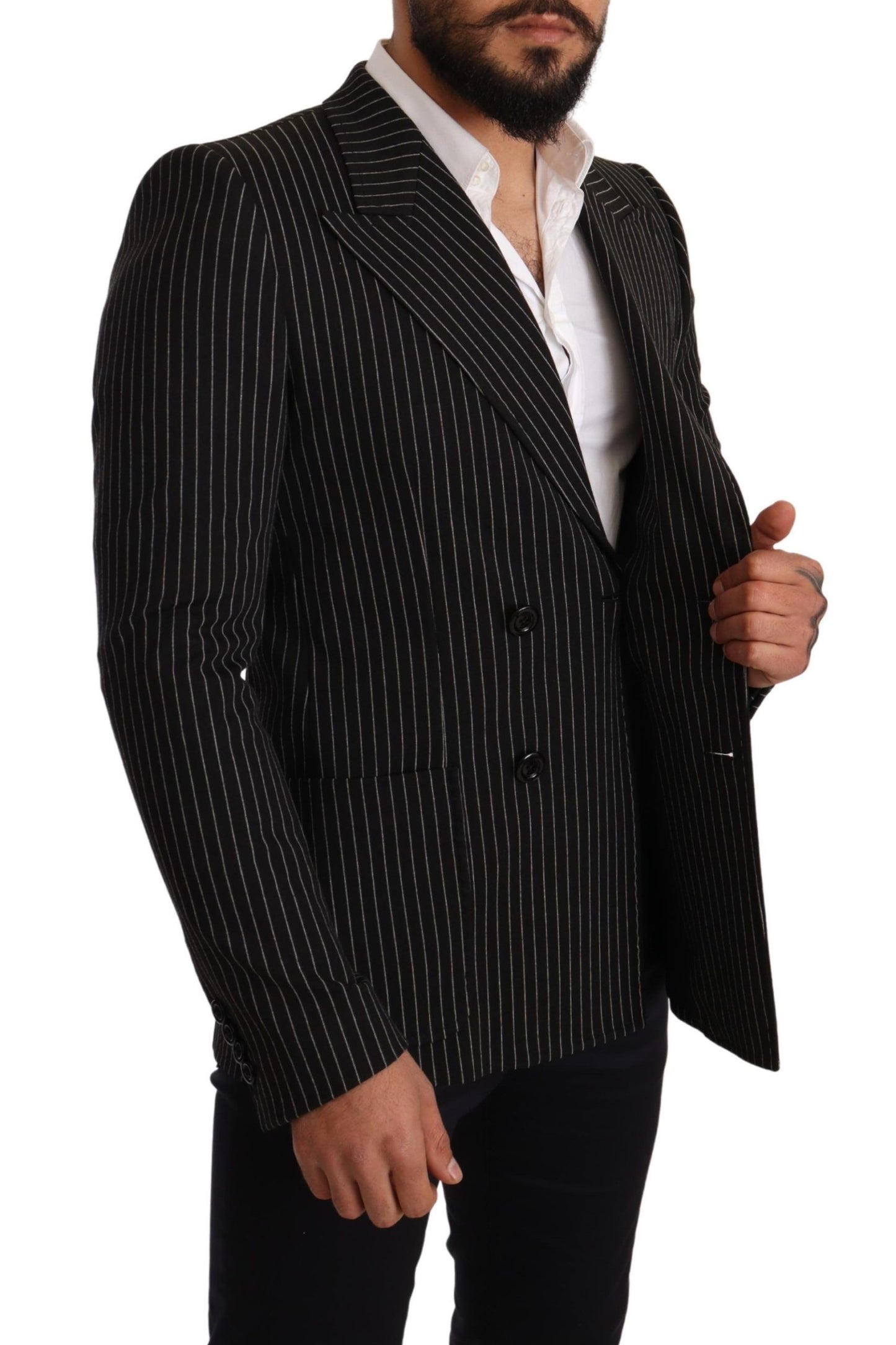 Dolce & Gabbana Elegant Striped Wool Blazer with Silk Lining Dolce & Gabbana