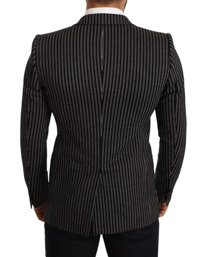 Dolce & Gabbana Elegant Black Striped Virgin Wool Blazer Dolce & Gabbana