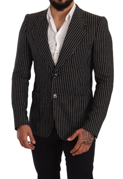 Dolce & Gabbana Elegant Black Striped Virgin Wool Blazer Dolce & Gabbana