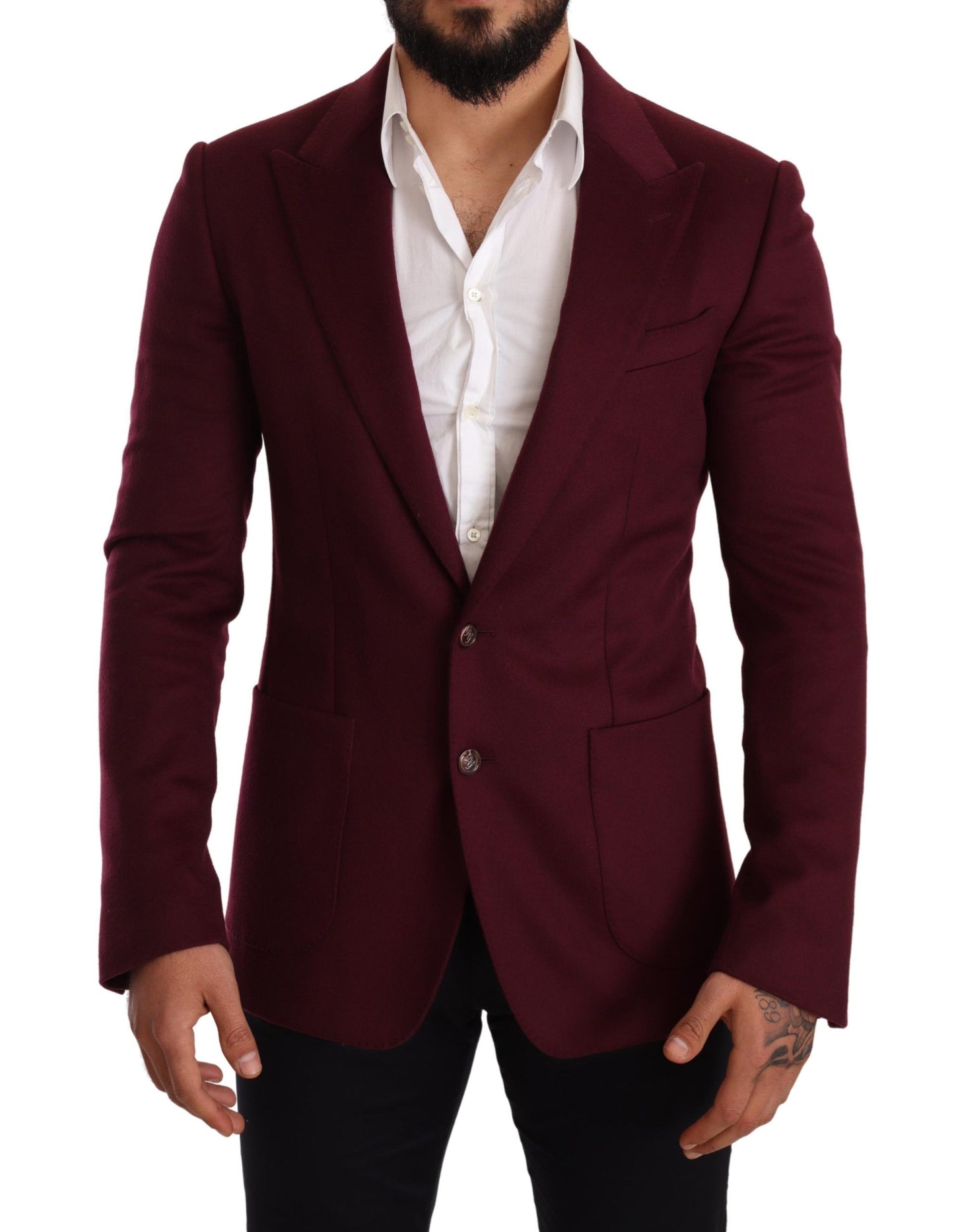 Dolce & Gabbana Elegant Maroon Bordeaux Cashmere Blazer Dolce & Gabbana