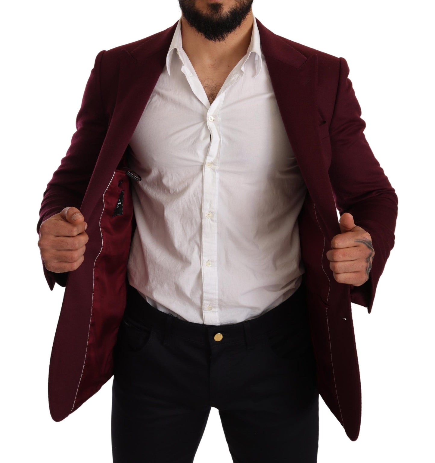 Dolce & Gabbana Elegant Maroon Bordeaux Cashmere Blazer Dolce & Gabbana