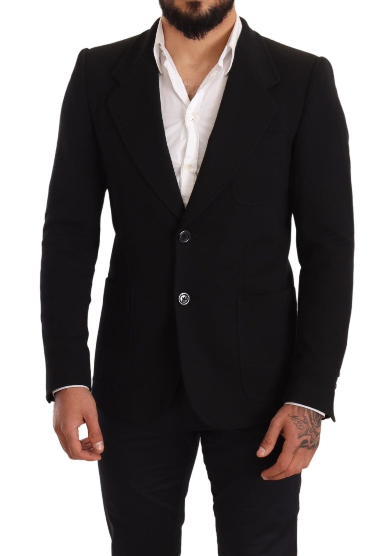 Dolce & Gabbana Elegant Slim Fit Black Cotton Blazer Dolce & Gabbana